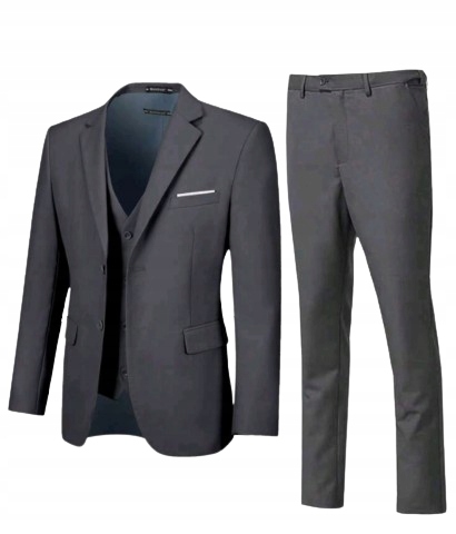 Shein Pánský Šedý Oblek S Vestou Elegantní L 1_B