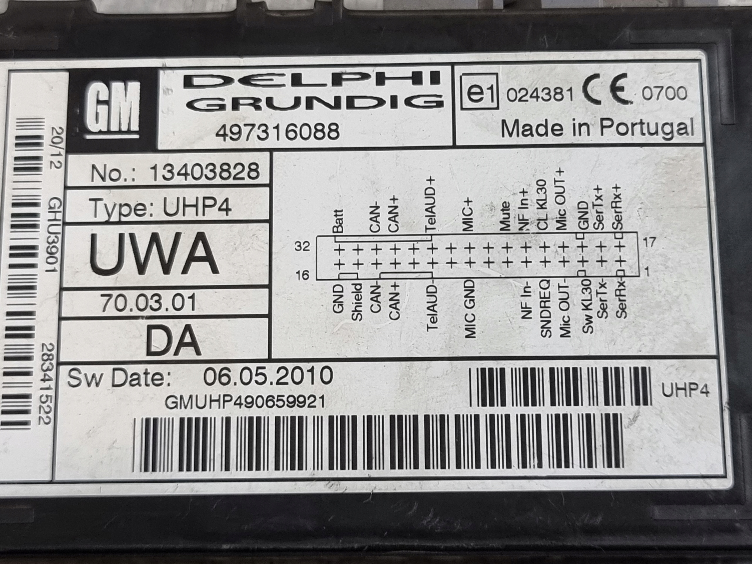 Module BLUETOOTH OE 13403828 OPEL CORSA D 12r
