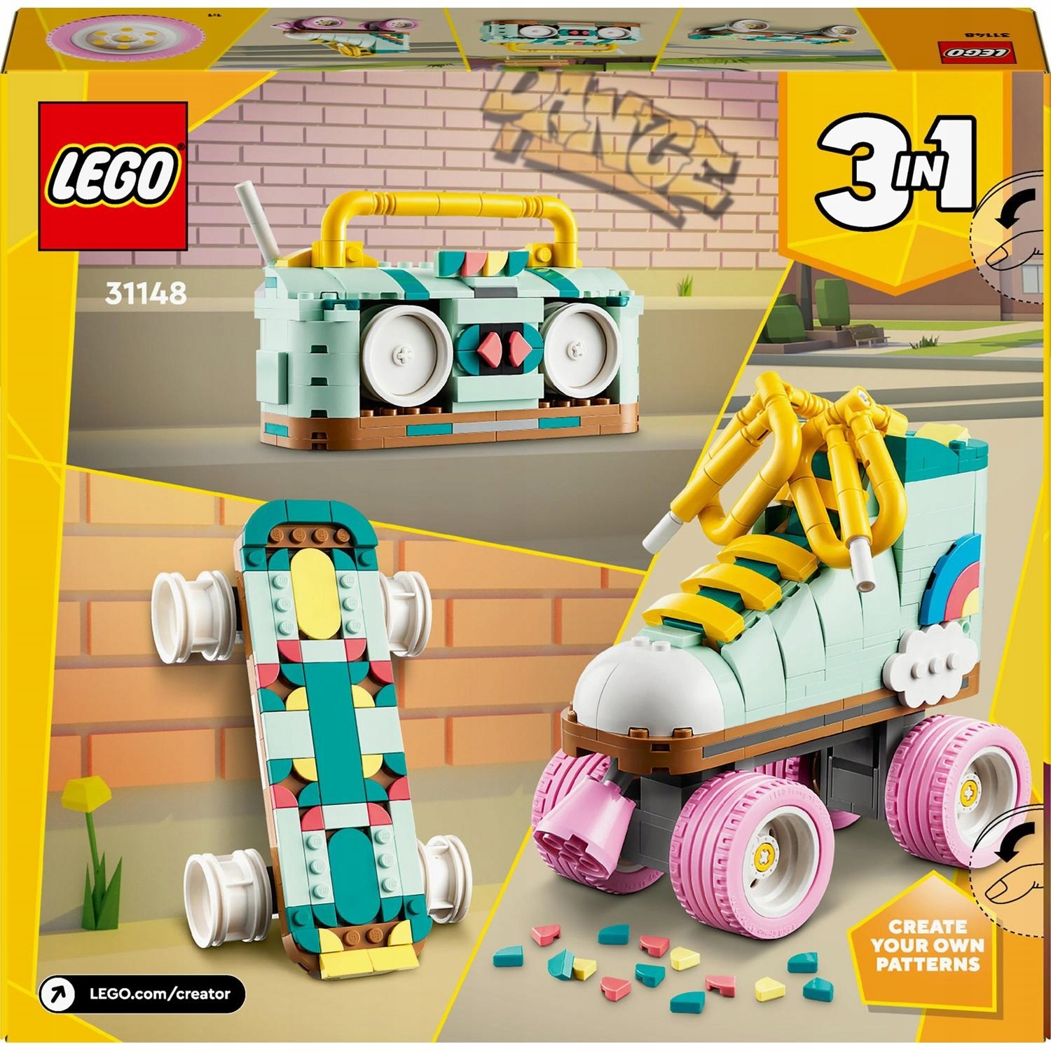 LEGO CREATOR 3W1 WROTKA DESKOROLKA RUCHOME KOŁA RADIO ZESTAW KREATYWNY HIT Materiał plastik