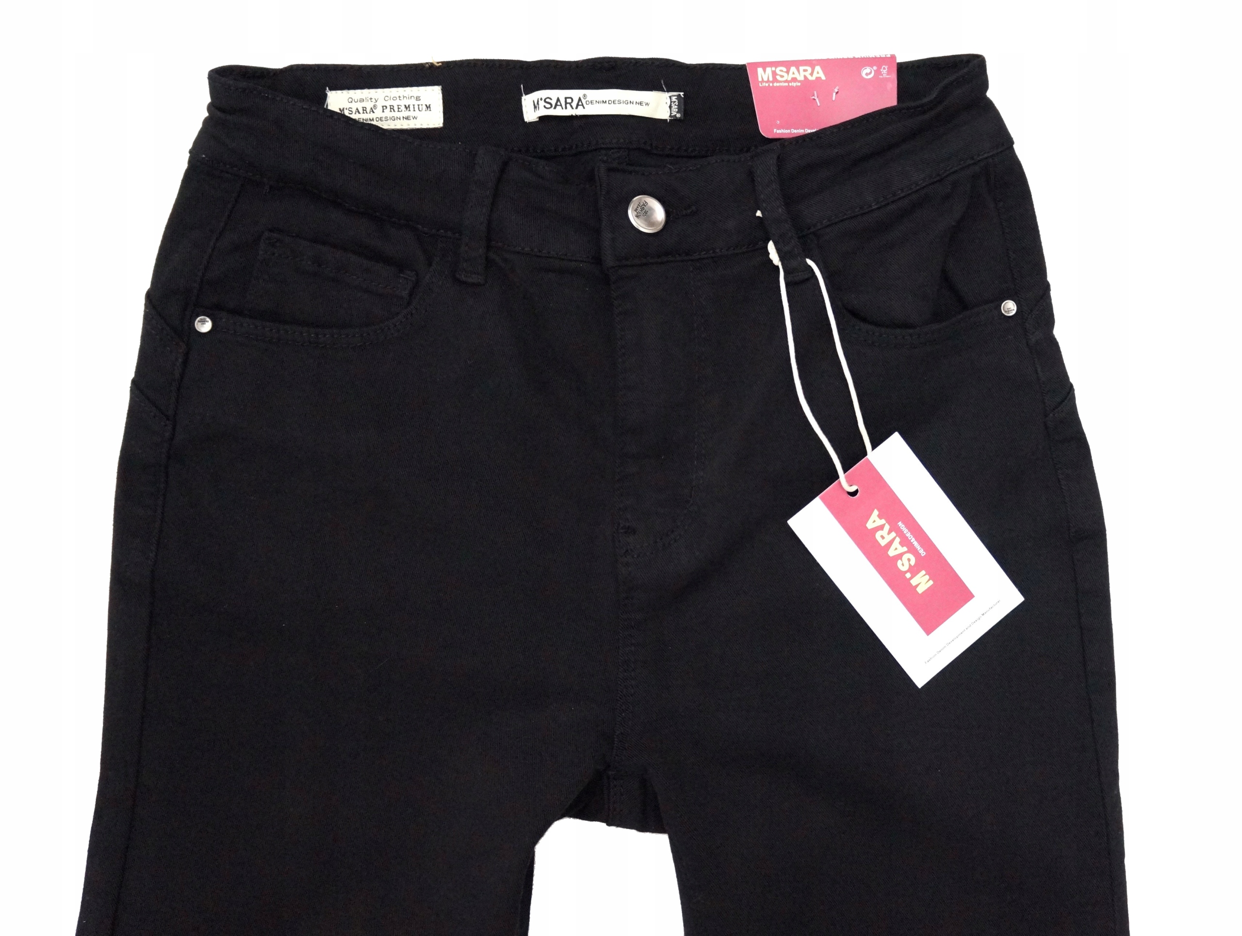 M.SARA WYSZCZUPLAJĄCE SPODNIE JEANSY RURKI PREMIUM Kolor czarny