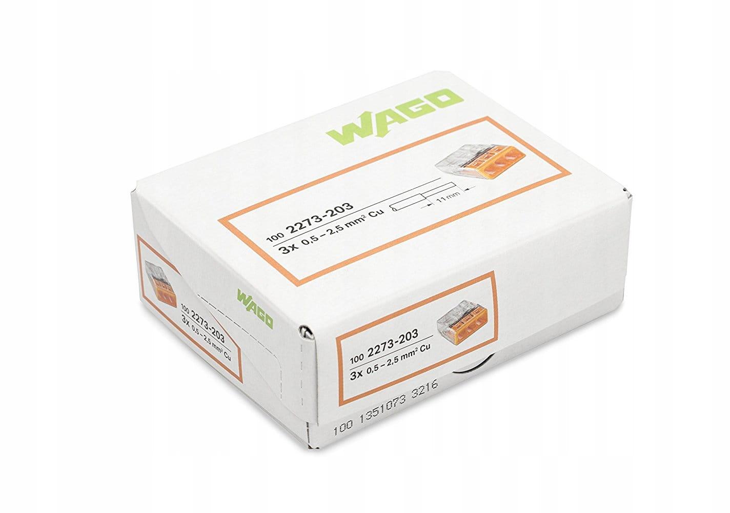Univerzální rychlospojka Drát 3x 0,5-2,5 mm2 Wago 2273-203 100ks
