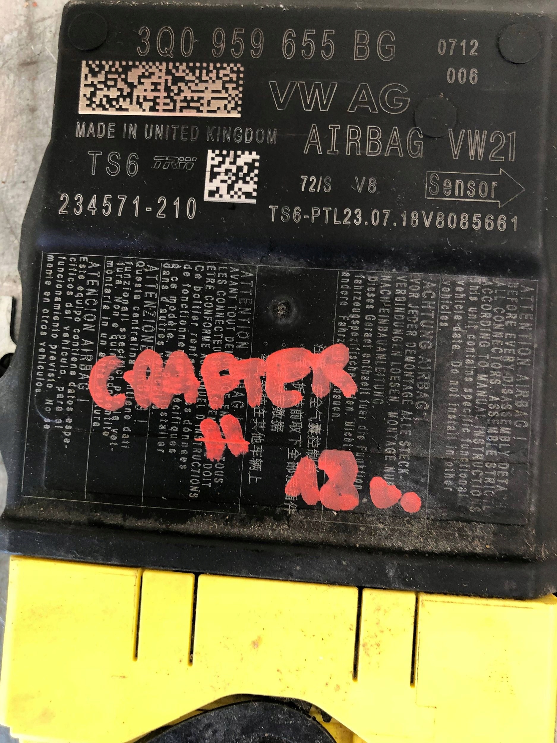 Module SENSOR Airbag VW CRAFTER II 7C MAN TGE 3Q0959655BG