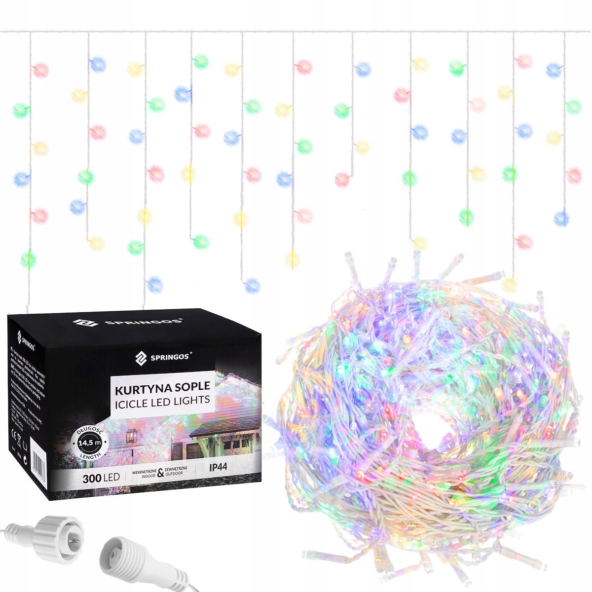 

Kurtyna 300LED Lampki Sople Zewnętrzne Multi 14,5m