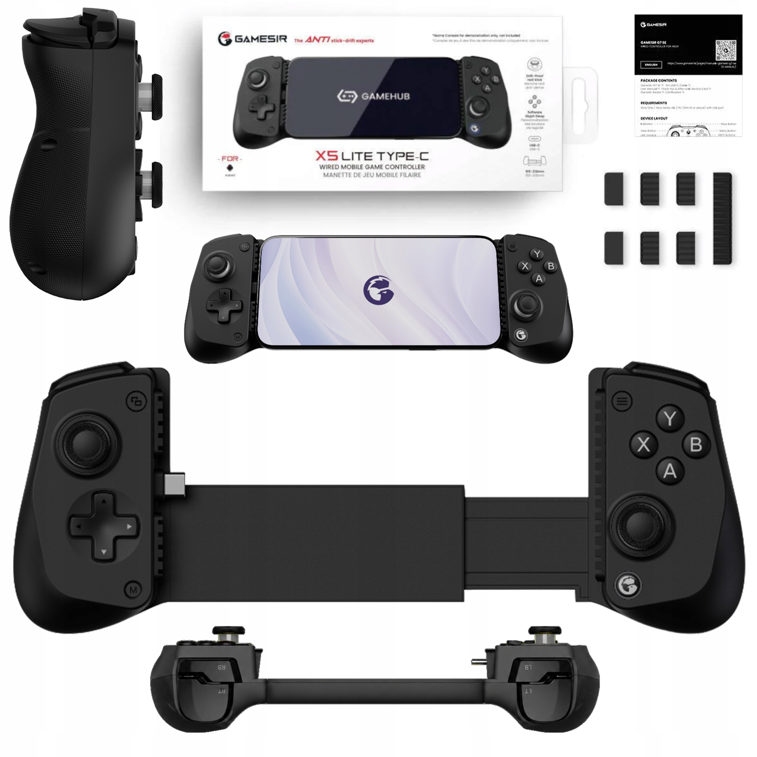 Gamepad do smartfona GameSir X5 Lite Czarny Usb-c Android/iOS Hall Effect
