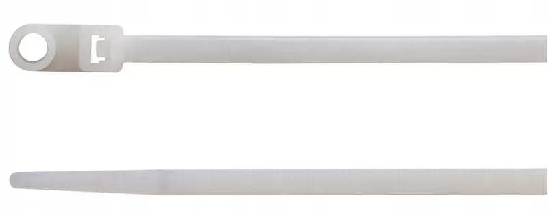 100x Opaska kablowa z oczkiem montażowym 200x4,8mm naturalna