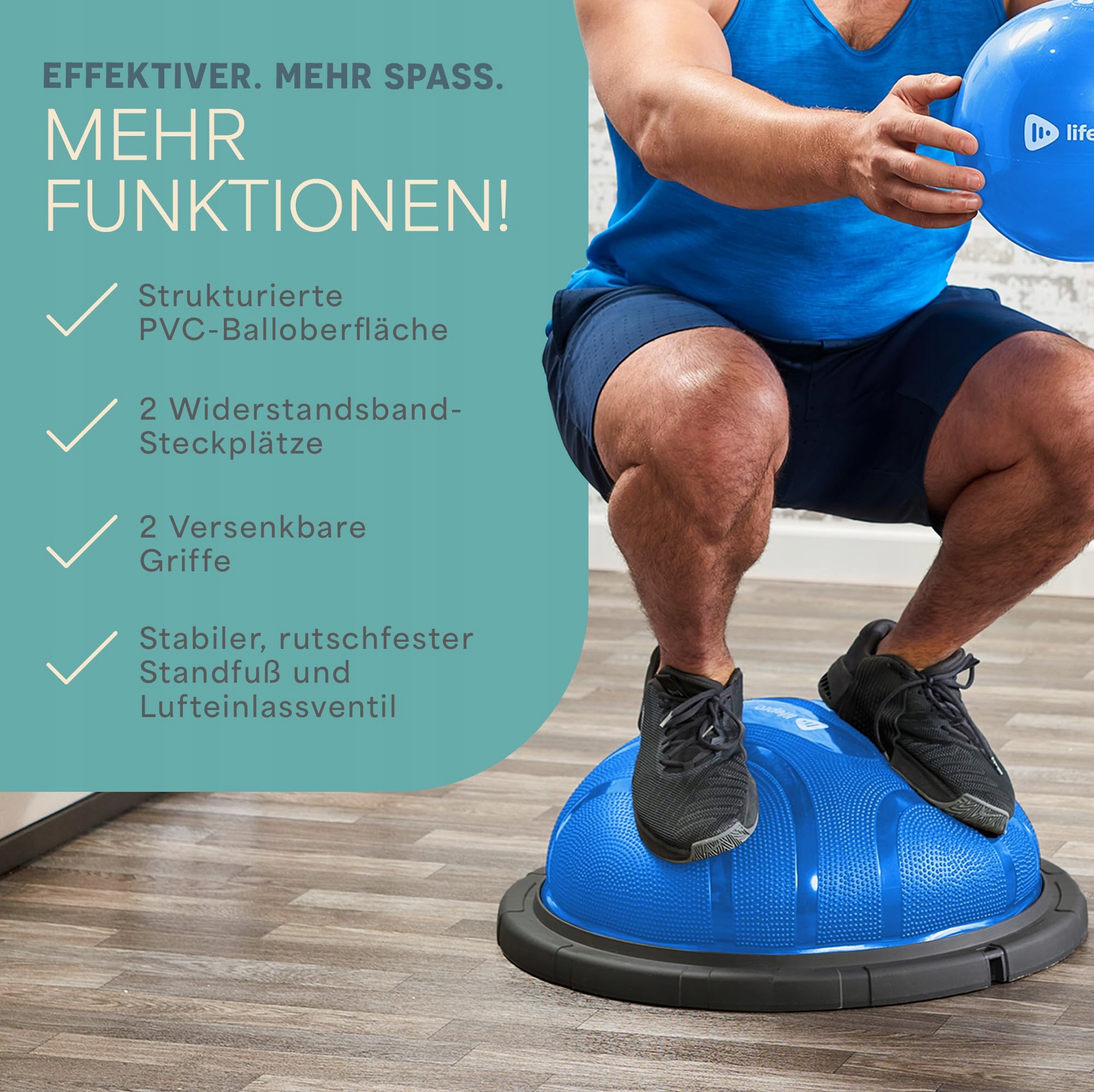 LIFEPRO Trener Równowagi Półpiłka Do Ćwiczeń Stabilizacyjnych Fitness — miniatura 4