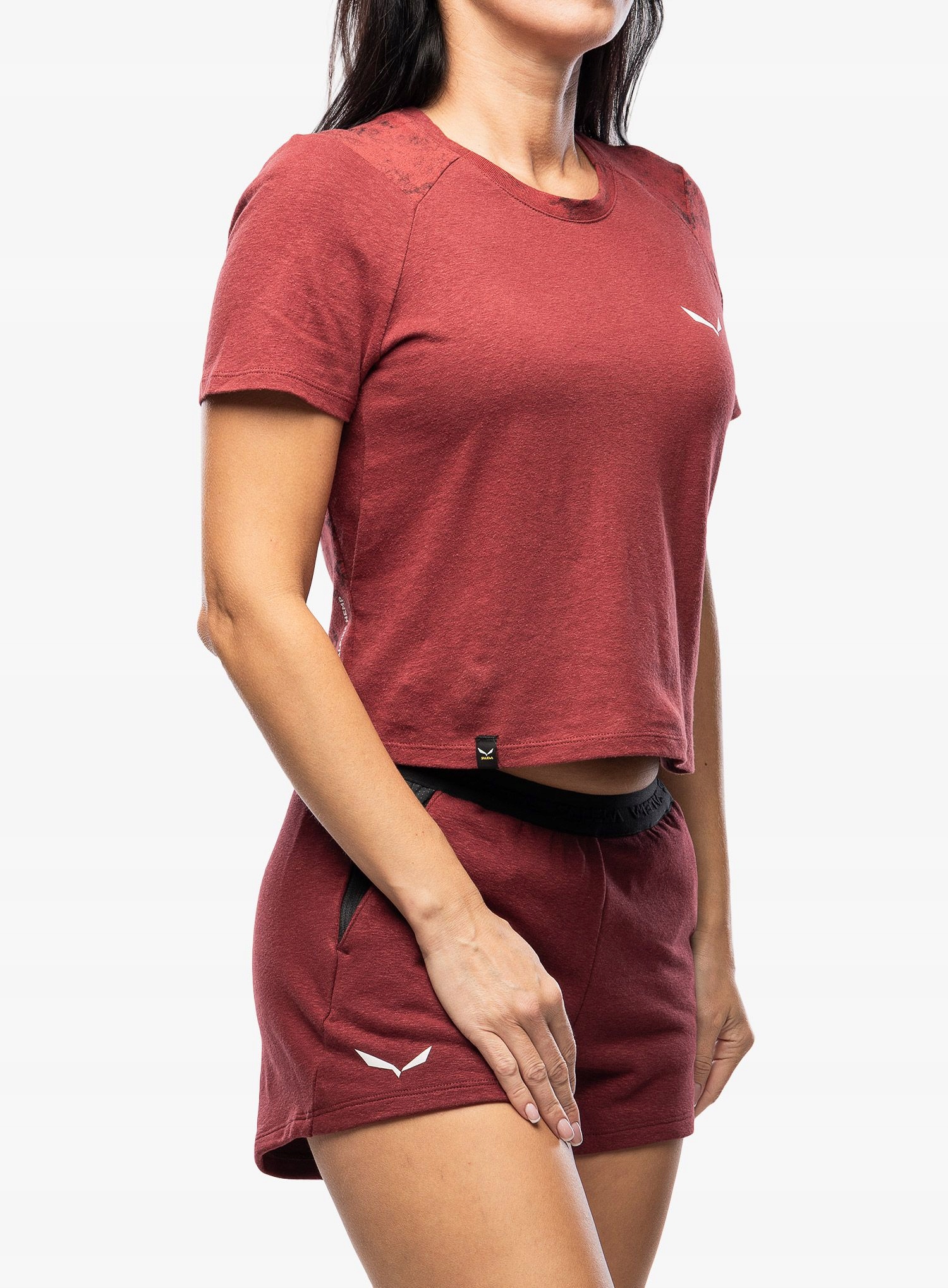 Dámské tričko Salewa Lavaredo Hemp Crop T-Shirt syrah 36 (s)