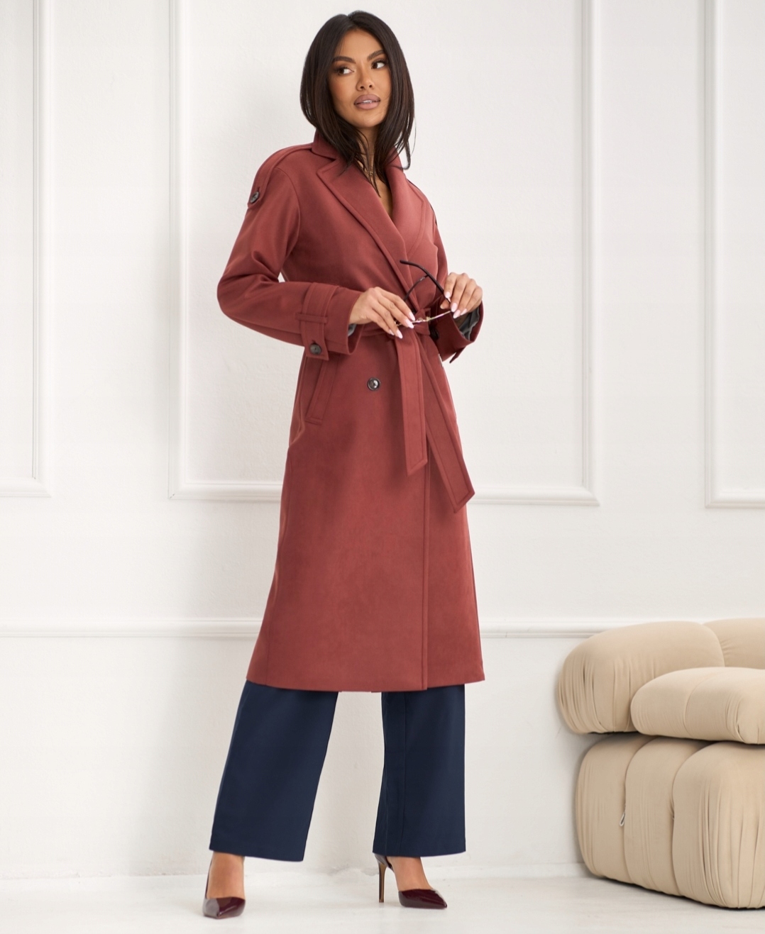 Zartex dámský trenčkotový kabát bez kapuce Dallas cherry SS26 velikost M