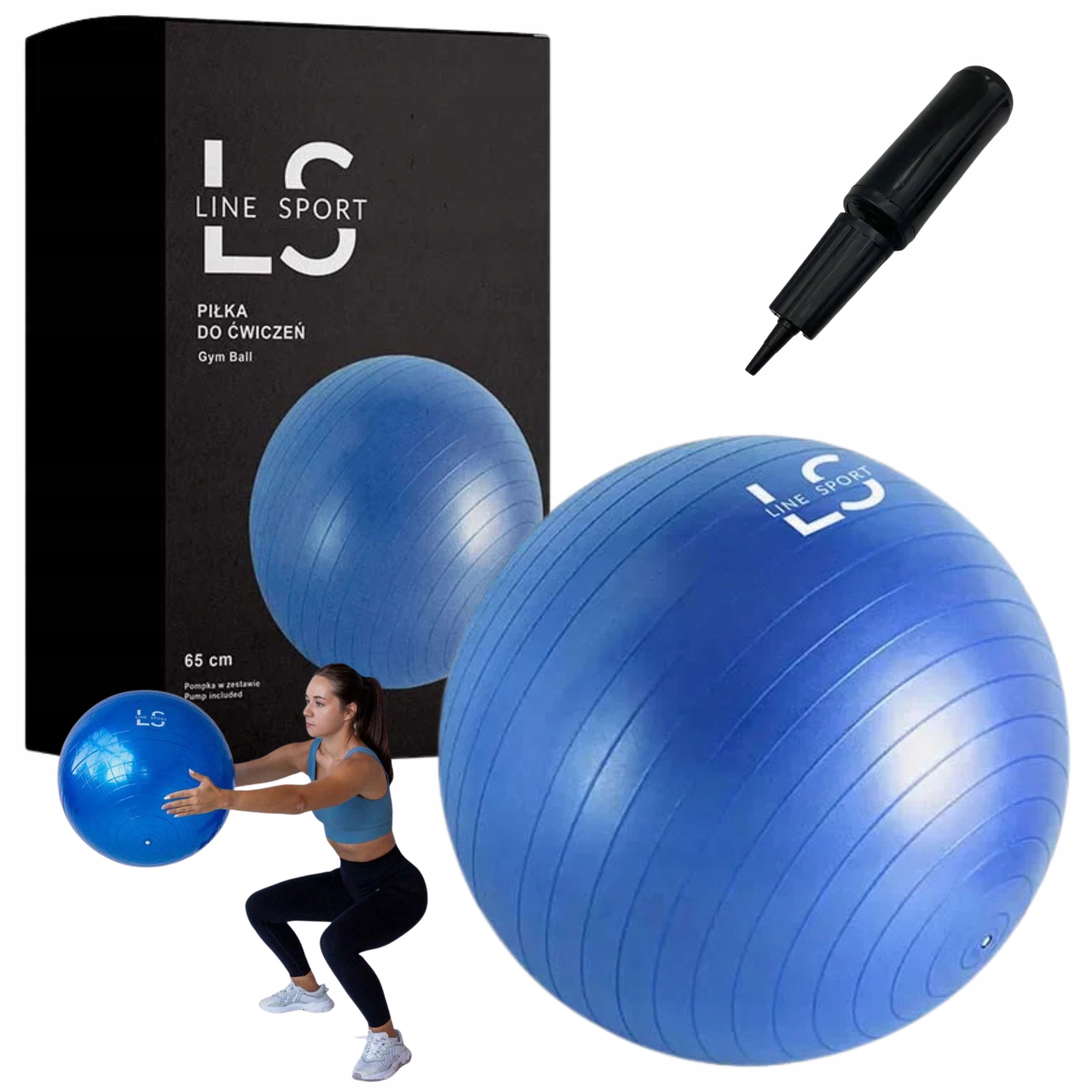 Piłka do Ćwiczeń Gimnastyczna z Pompką Line Sport 65 cm Rehabilitacja