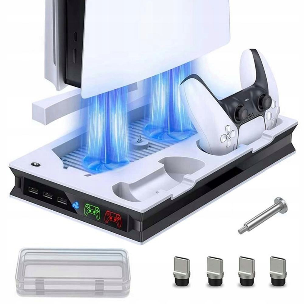 Stojak Do PS5 Z Wentylatorami I Ładowarką 2X Duże Chłodzenie