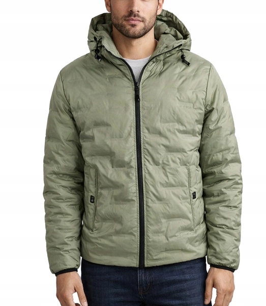 Pánská jarní prošívaná bunda s kapucí, přechodová, velikost XL