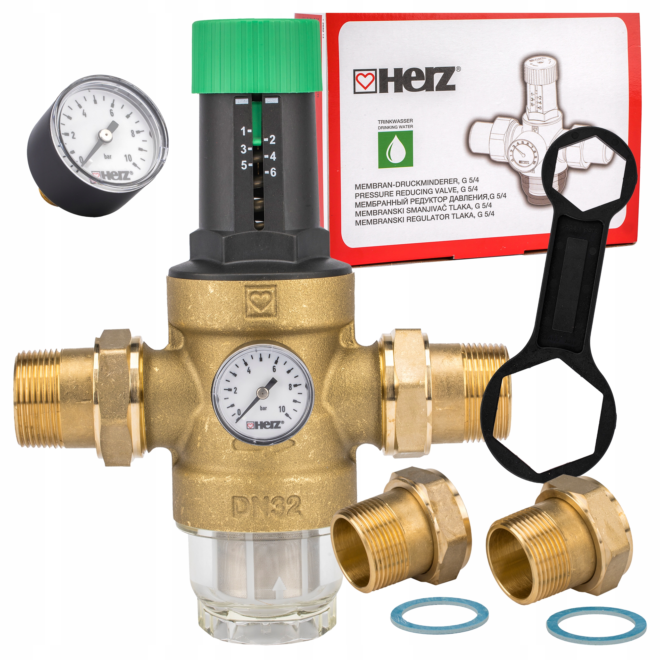 Reduktor Regulator Ciśnienia Wody 5/4" Cala Z Manometrem I Filtrem Solidny