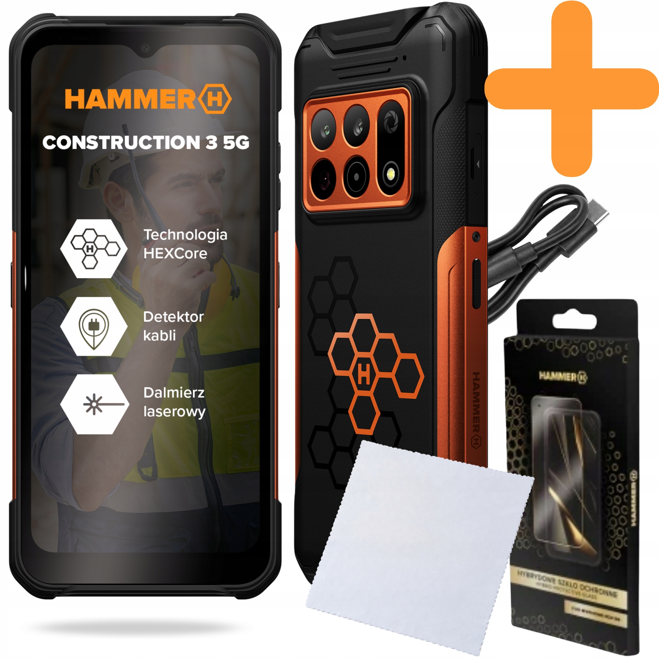 Smartphone Hammer Construction 3 5G 6/128GB Pancéřový Detektor Kabelů Sada
