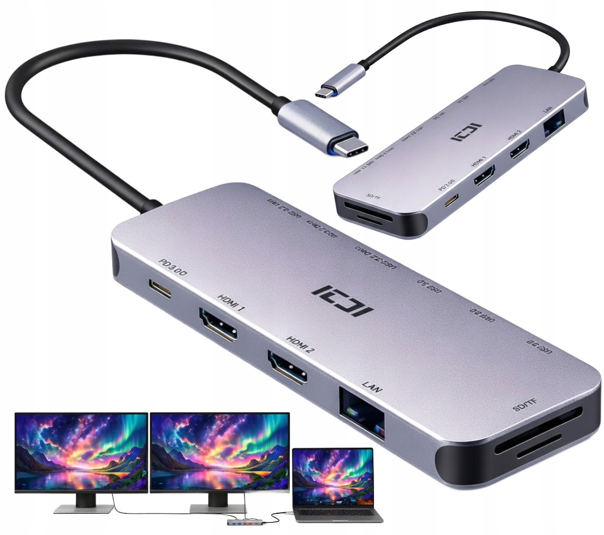 Stacja dokująca do laptopa Huawei Usb-c do 2 monitorów rozszerzenie obrazu