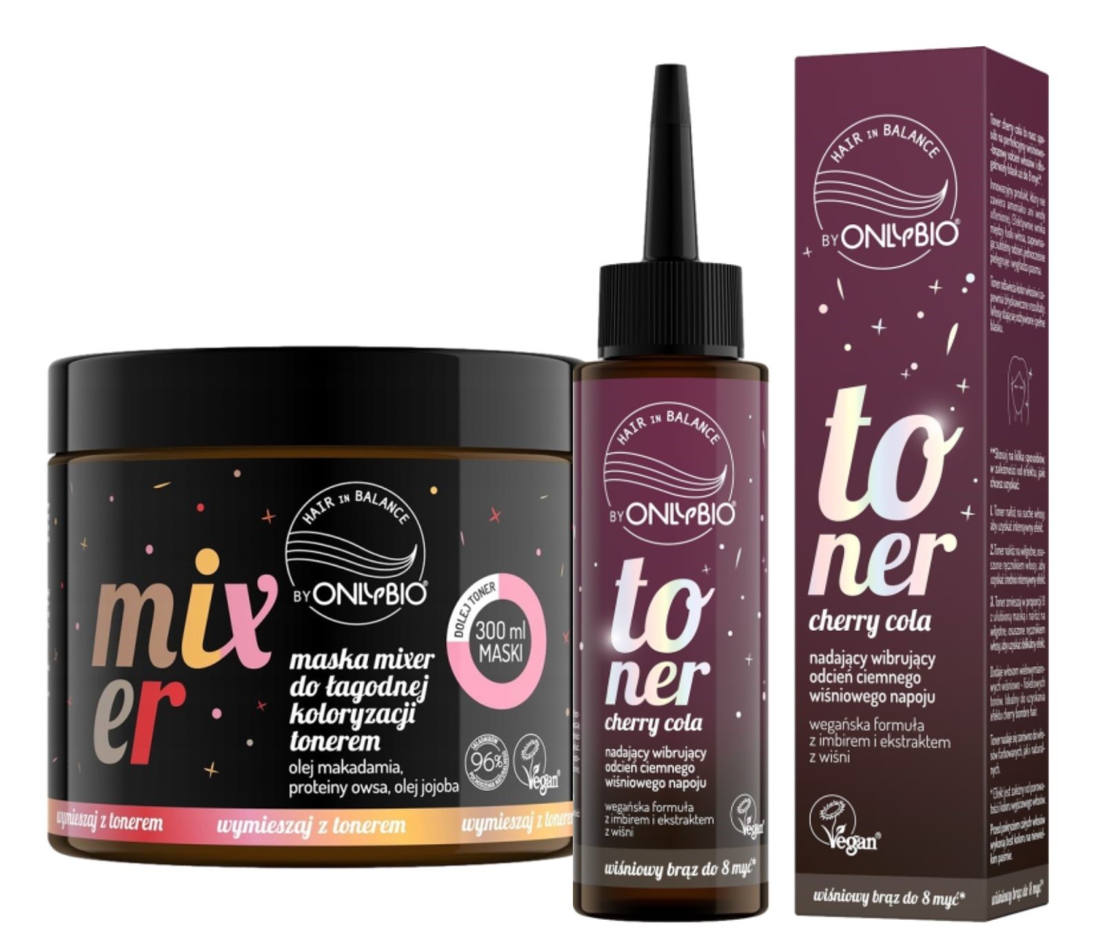 Onlybio Toner na vlasy Barva Cherry Cola Maska Mixer Set