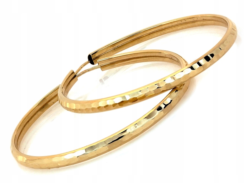 Zlaté Kruhové Náušnice 585 velké 52 mm na zapínání šarží módní jako dárek