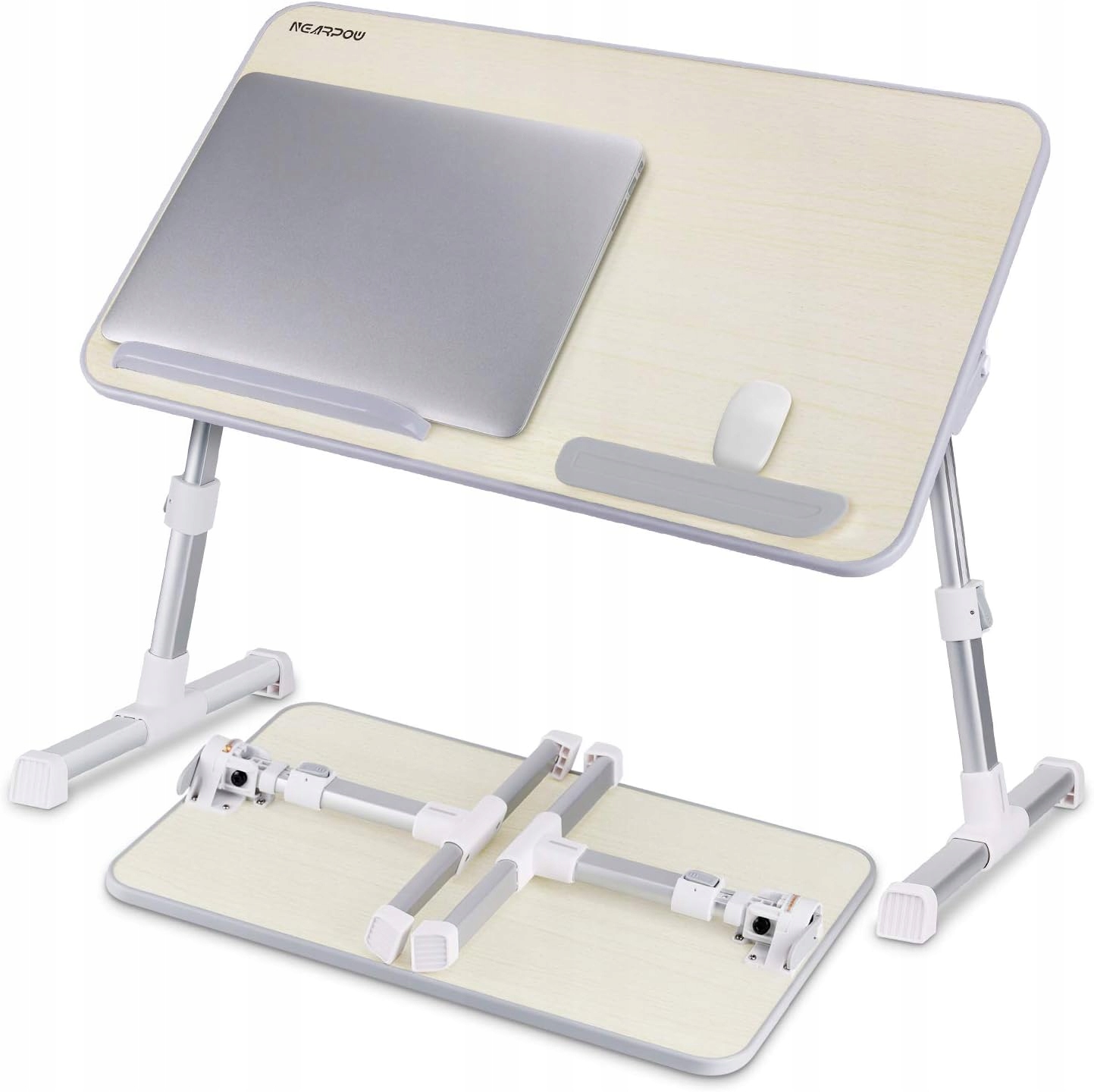 STOLIK SKŁADANY POD LAPTOPA DO ŁÓŻKA DREWNIANY ALUMINIOWY REGULOWANY