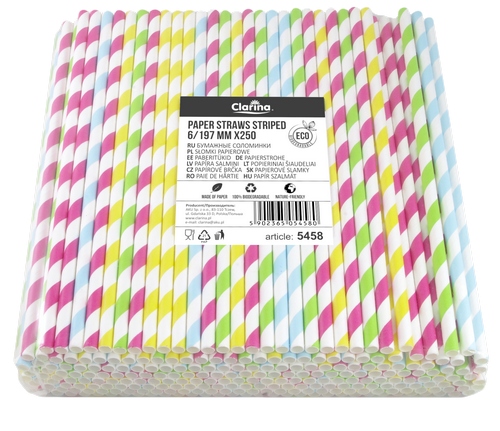 

Słomki Rurki Papierowe Paski 6mm 20cm 250szt Eko