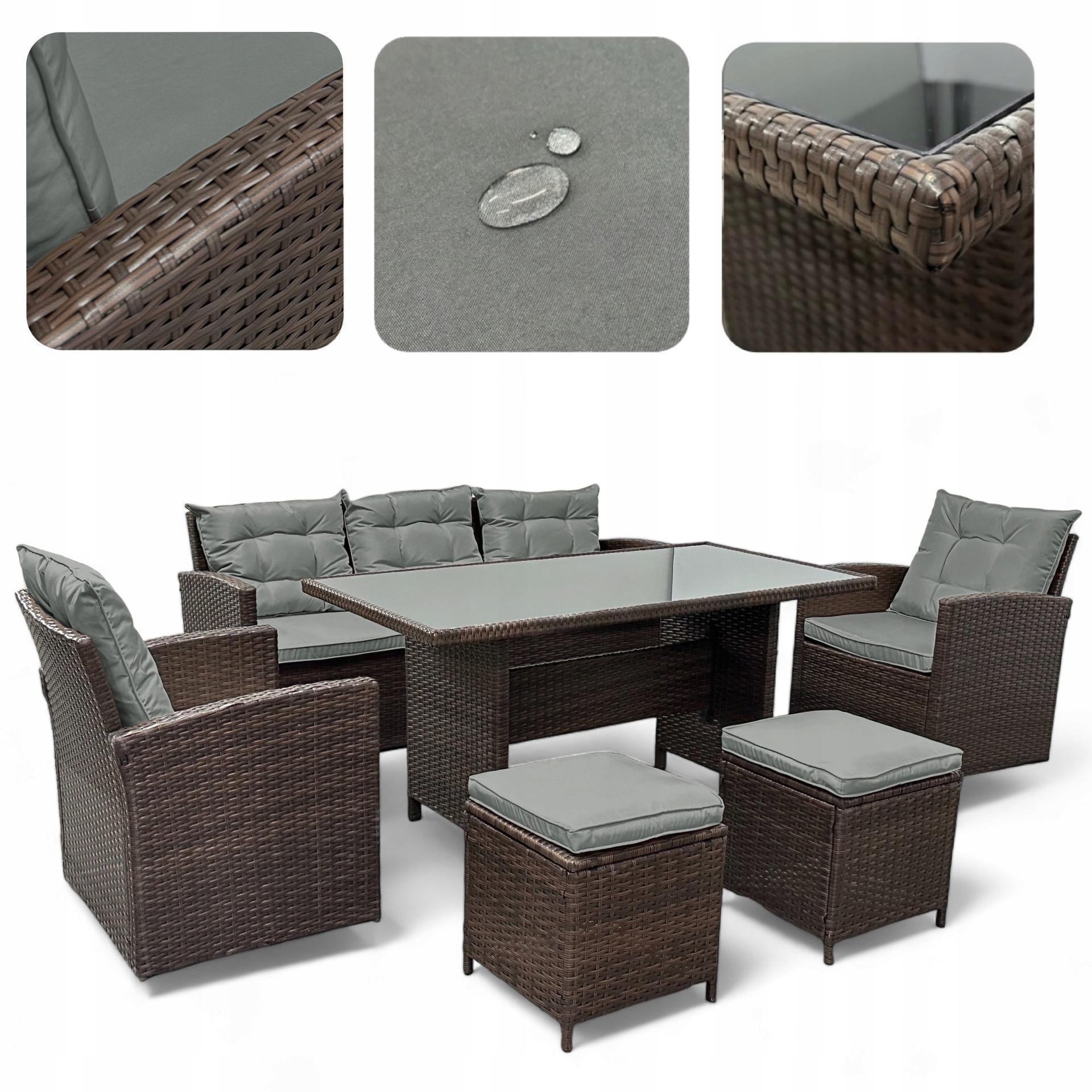 ZESTAW MEBLI OGRODOWYCH MTG SFS020 MEBLE OGRODOWE TECHNORATTAN BRĄZ