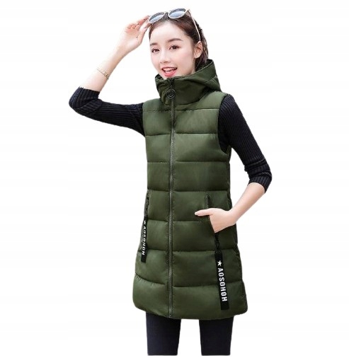 DŁUGA PUCHOWA KAMIZELKA BEZRĘKAWNIK PIKOWANY L