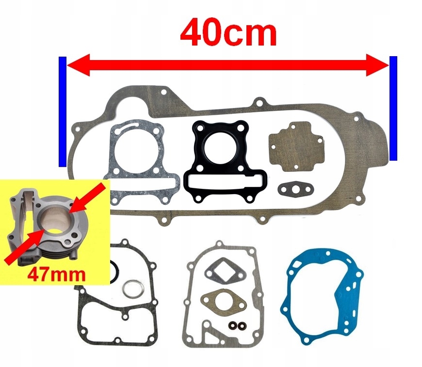 Uszczelki Silnika Tuning 47mm 80cc do Romet 727 50 4T 07-08r.