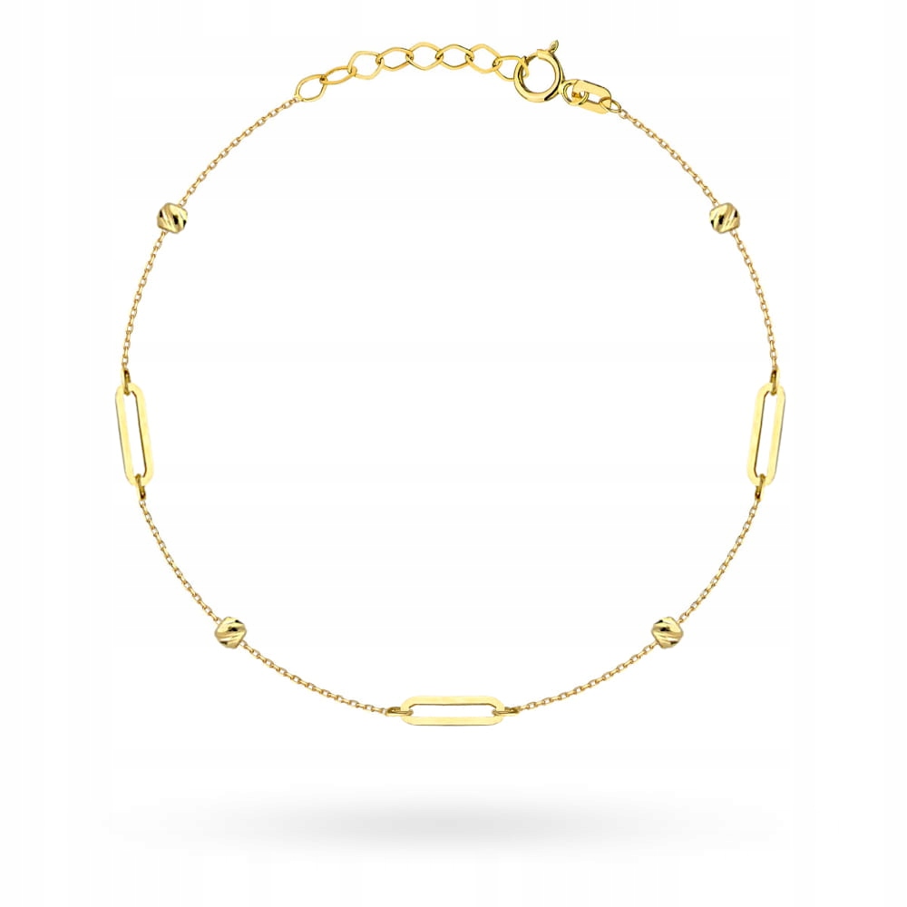 Zlatý náramek 585 Srdce 0.97 g Diamantové kuličky s nastavitelnými články