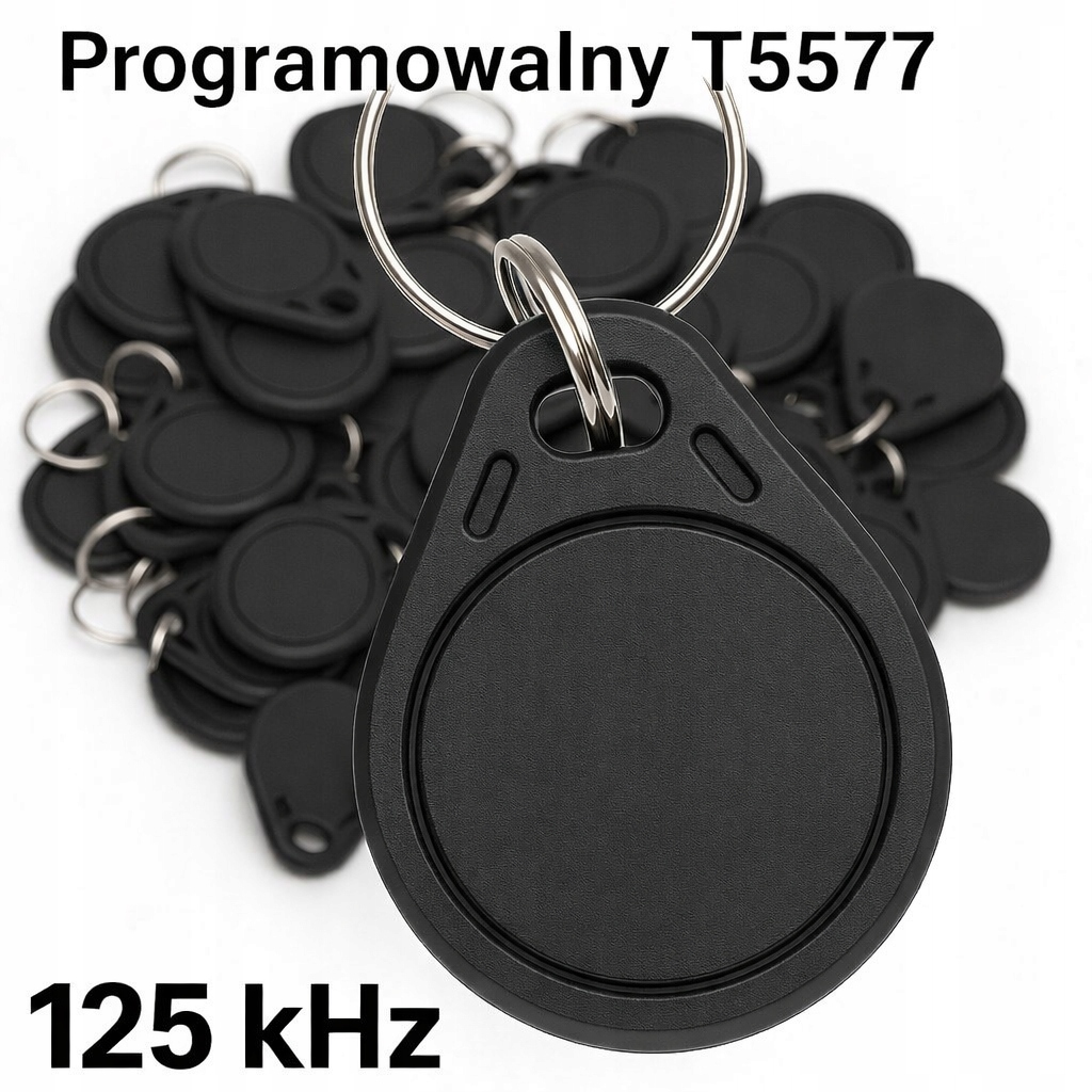Přívěsek Na Klíče Programovatelný Rfid 125kHz T5577 Unique EM4100 EMB2 Black 100 ks