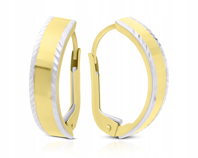 Náušnice Zlaté 585 Dámské Diamantované Dvě barvy Zlaté Závěsné