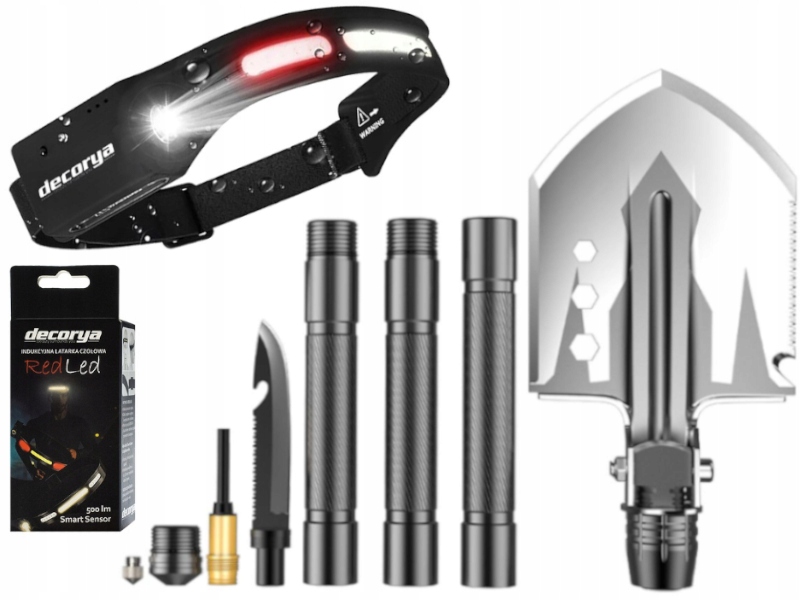 Sada Pro Přežití Saperka Lopata 12v1 Led svítilna