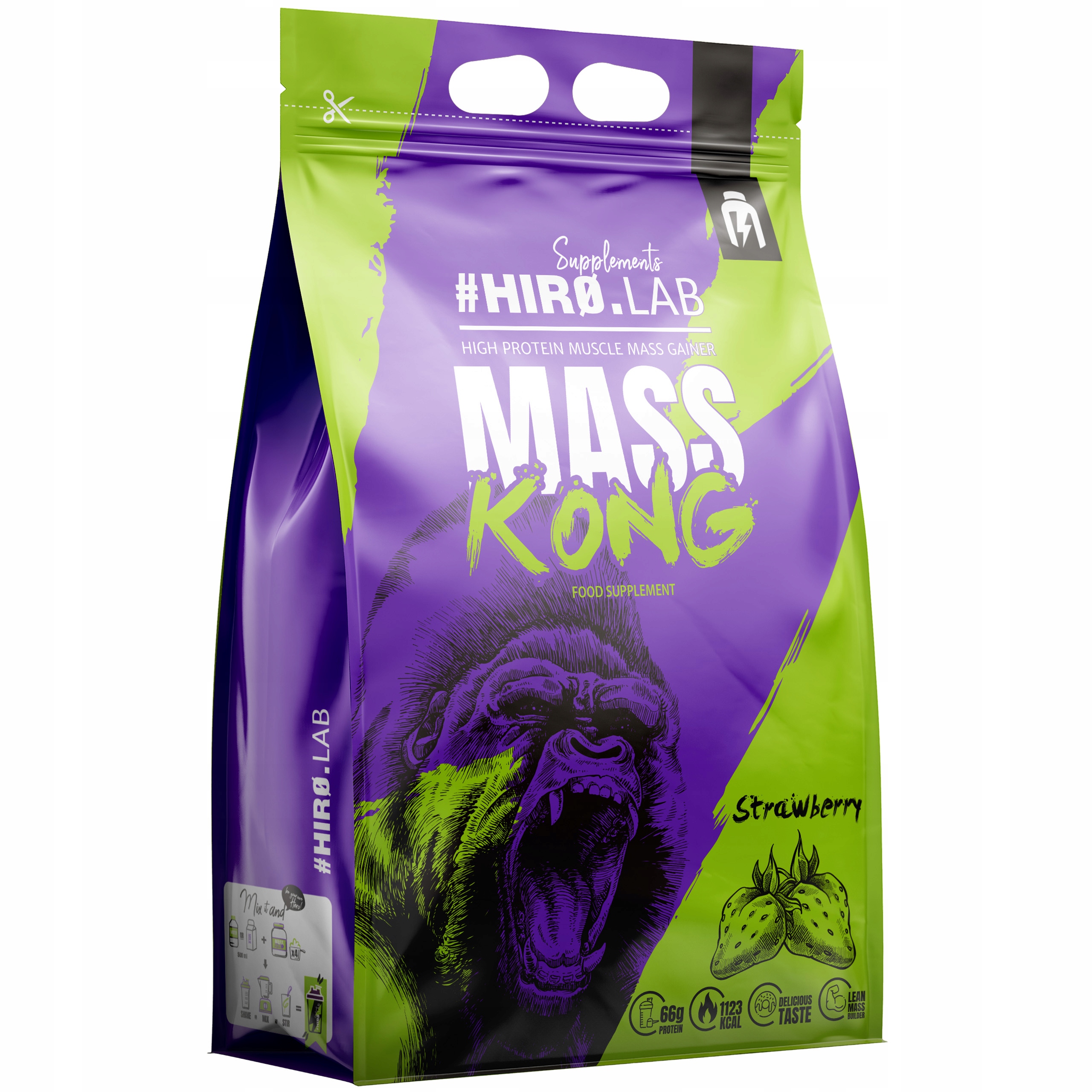 Gainer Hiro.lab Mass Kong 3000 g Jahodový