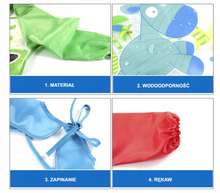 FARTUSZEK ŚLINIAK Z RĘKAWAMI NIEPRZEMAKALNY Kod producenta 0449