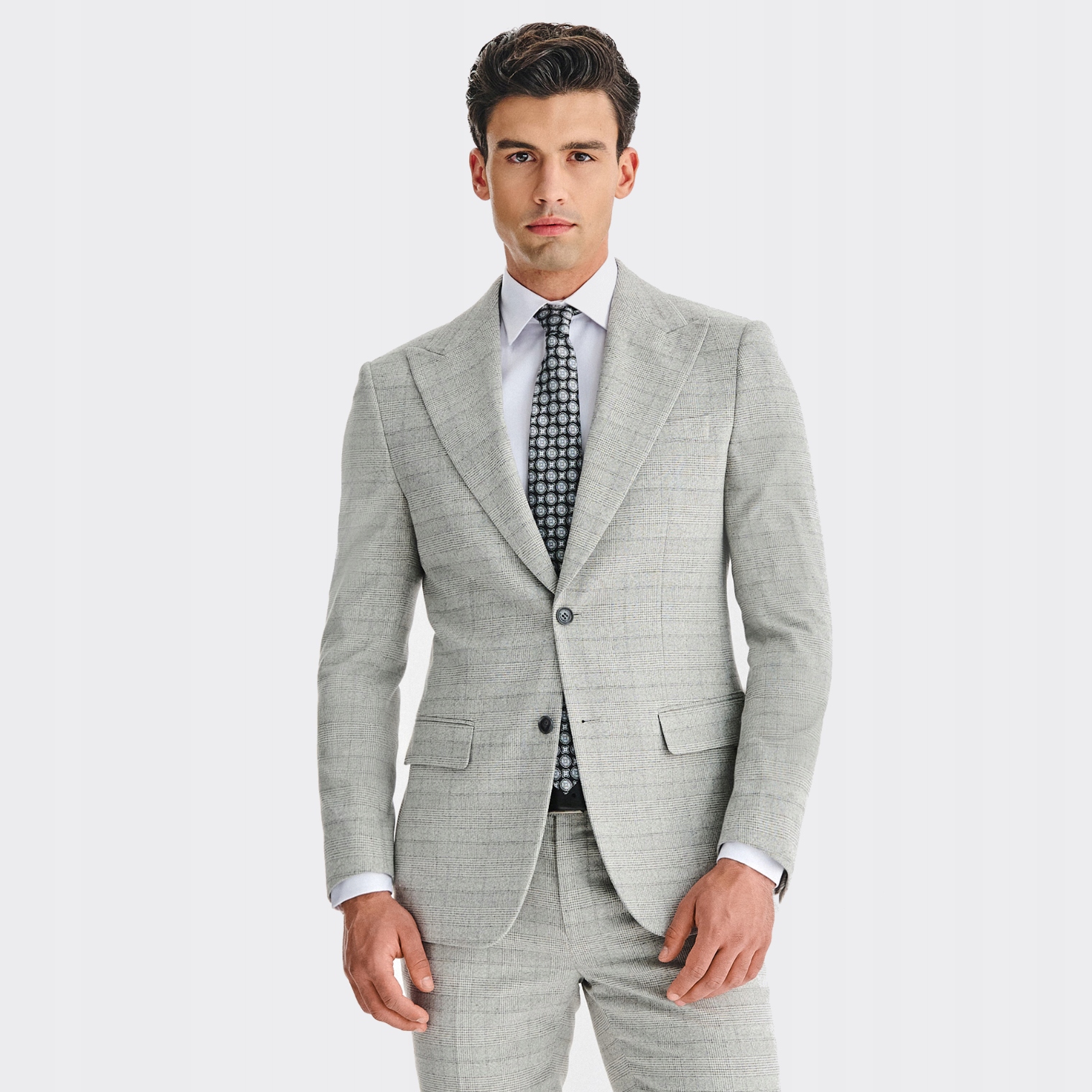 Šedá sako obleková bunda Glen check Pako Lorente vel