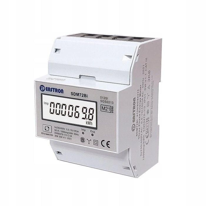 Elektroměr 3F na Din lištu třífázový VCX Eastron SDM72 Bi, MID, digitální,