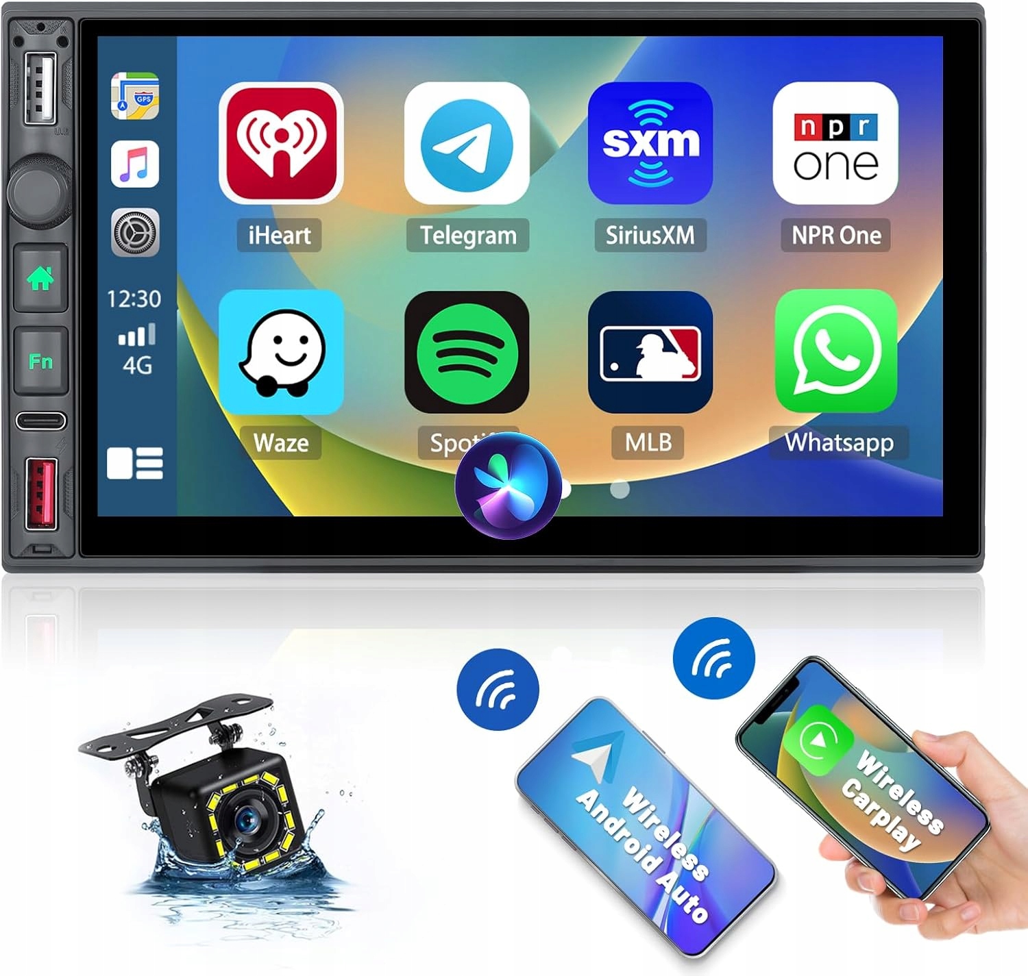 Rádio do auta 2DIN 7“ CarPlay Android Kamera zpětného chodu Bluetooth Usb Typ C