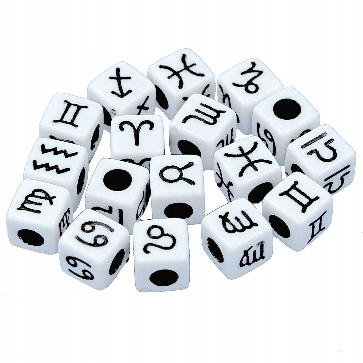 MIX Koraliki Symbol Znaki Zodiaku Białe 7mm 10szt