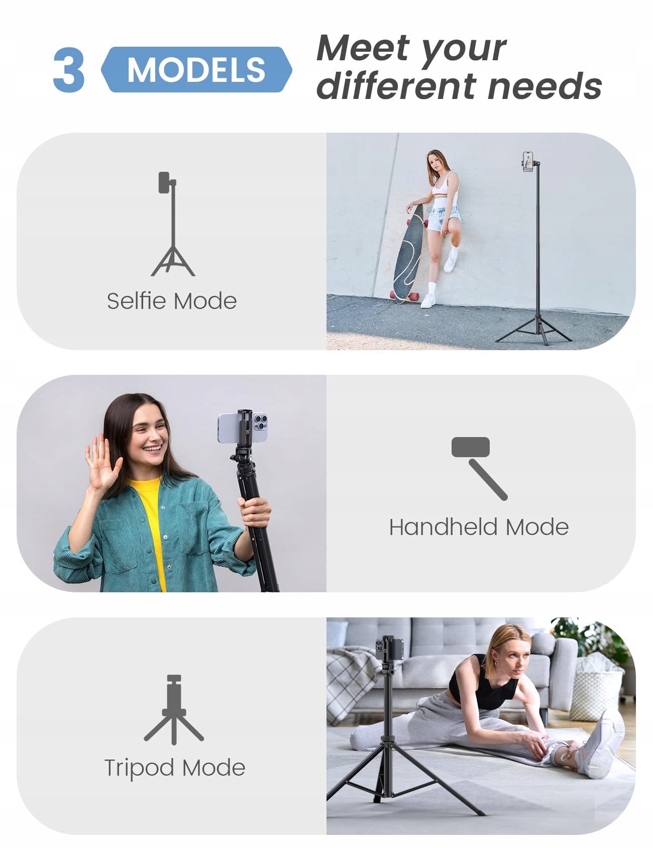 YUMAZLA Statyw Selfie Stick 180cm Do Smartfonów iPhone Samsung — miniatura 2