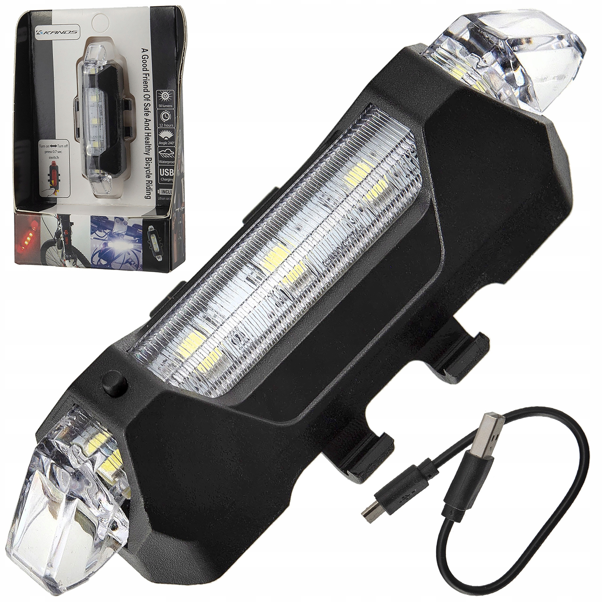 Lampa Przednia Akumulator BC-TL5411 Usb 5LED Czarna