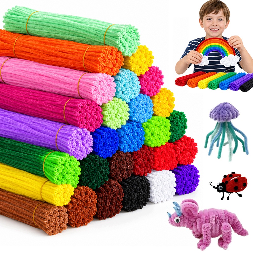 Kreativní Drátky Plyšové Ozdobné Drátky 24 Barev Floristické 30.5 CM 1200 Ks