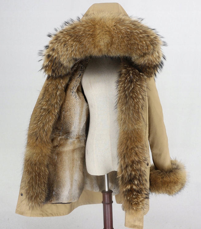 Kurtka Parka Futro naturalne Królik Lis Jenot 42XL Rodzaj naturalne