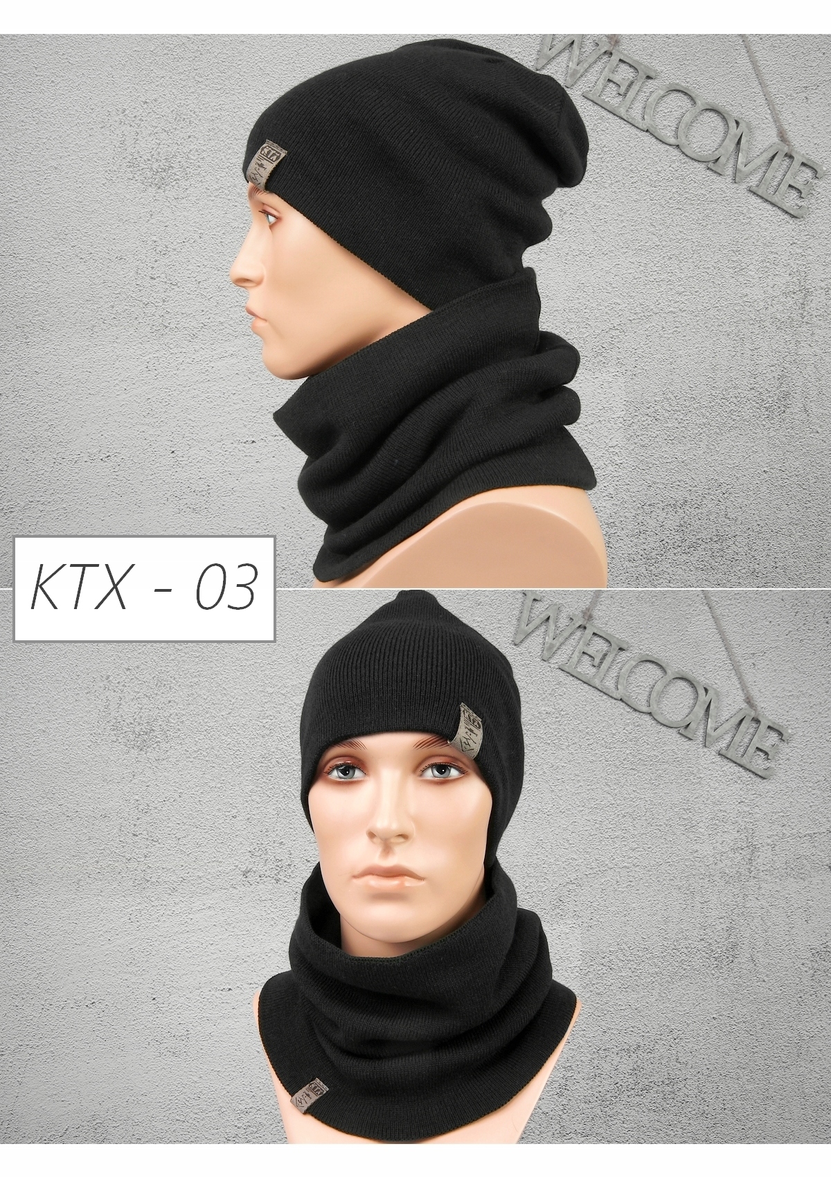 KOMPLET MĘSKI zimowy CZAPKA + KOMIN, MODNE KOLORY Marka Distribution4you