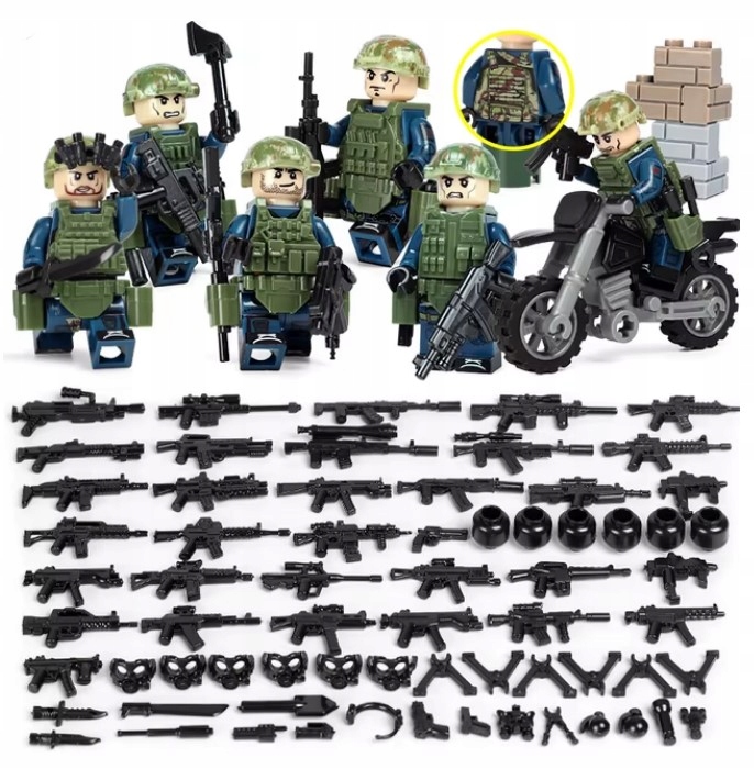 Zestaw Klocków Armia Wojsko Motocykl Akcesoria Bronie