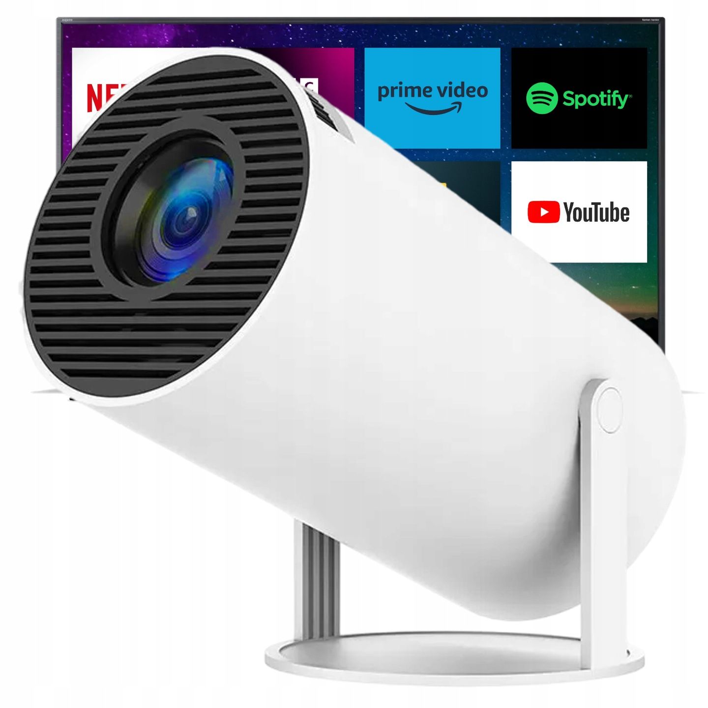 Projektor Android Tv Wifi Hd Smart Otočný Reproduktor Biely HY300 Pro