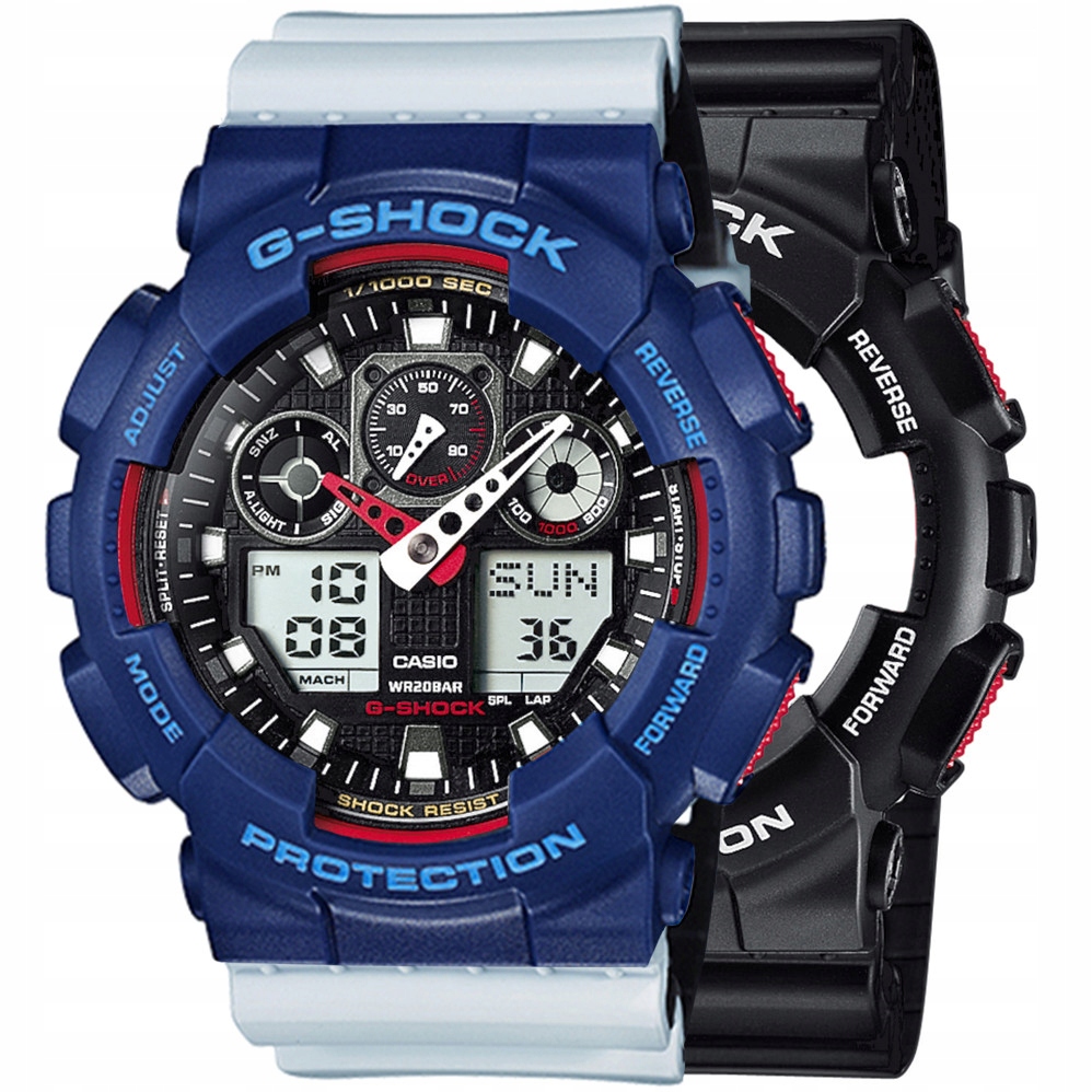 Sada G-shock GA-100-1A4ER Modrá Bílá, Černá