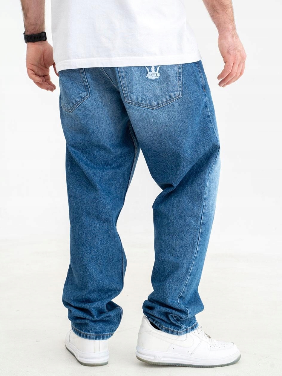Džínové kalhoty Baggy Široké Pánské Módní Modré Jigga Korona XL