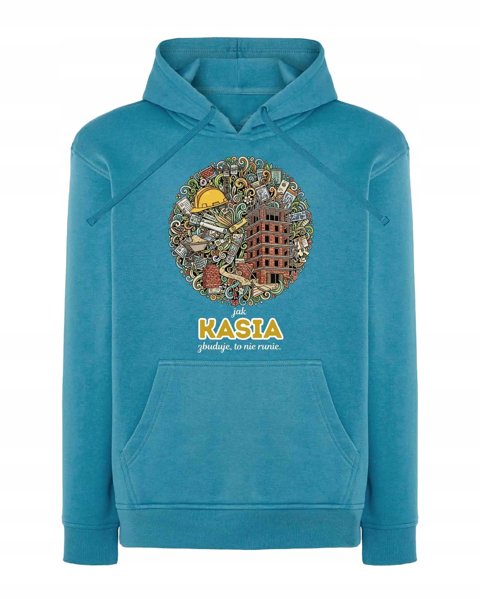 Mikina s kapucí Stavitel Personalizovaná Ilustrační Modrá XL