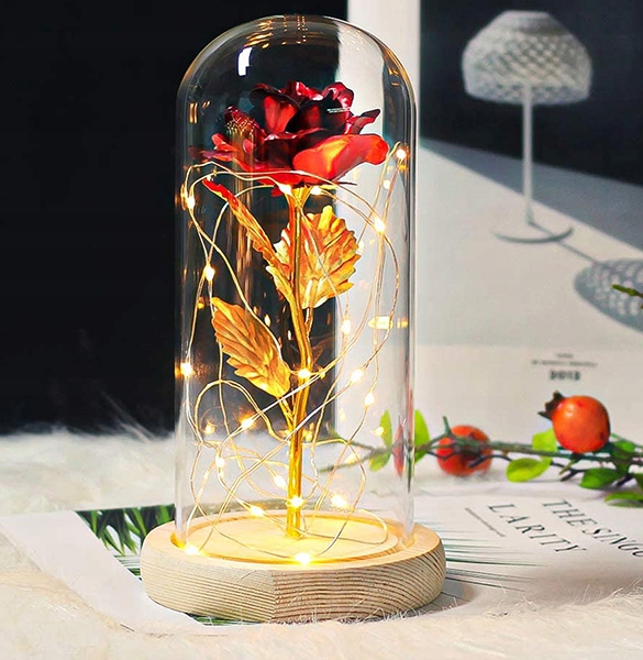 WIECZNA RÓŻA W SZKLE LED ŚWIECĄCA RÓŻA NA PREZENT Marka inna