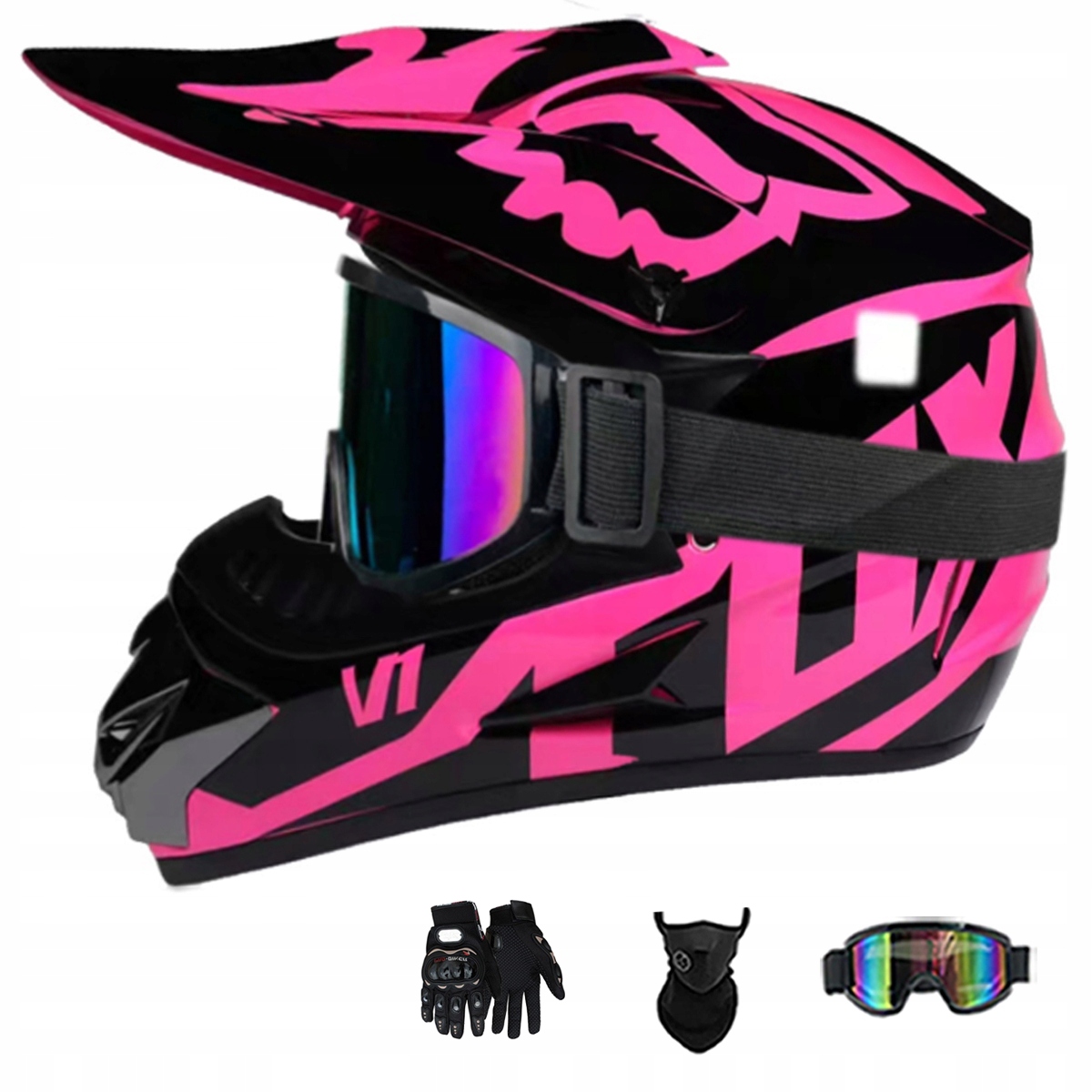 Motocyklová Přilba Crossová Lehká Enduro Quada Brýle Rukavice Maska L