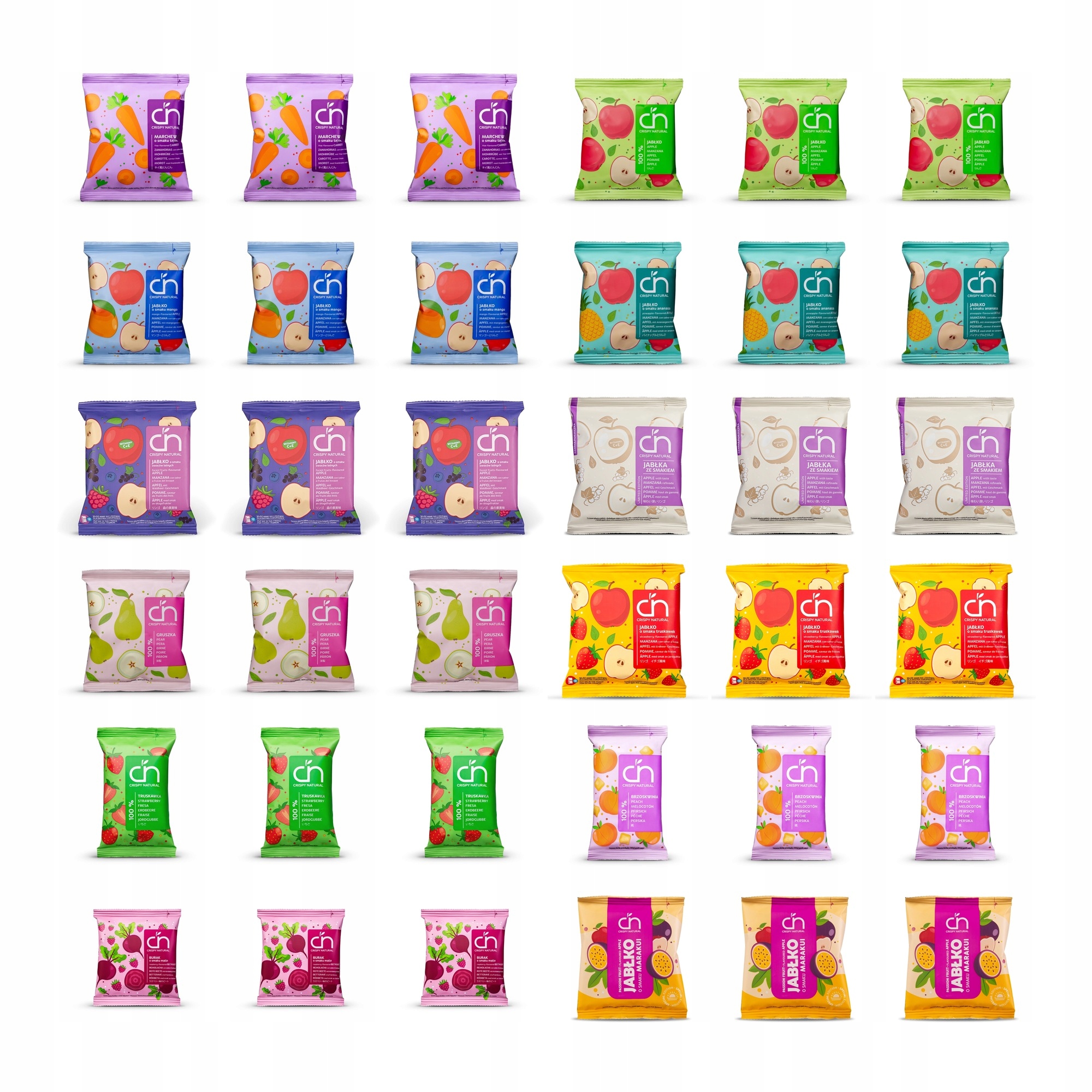 Zestaw Crispy Natural MIX smaków Suszone chipsy 36 szt.