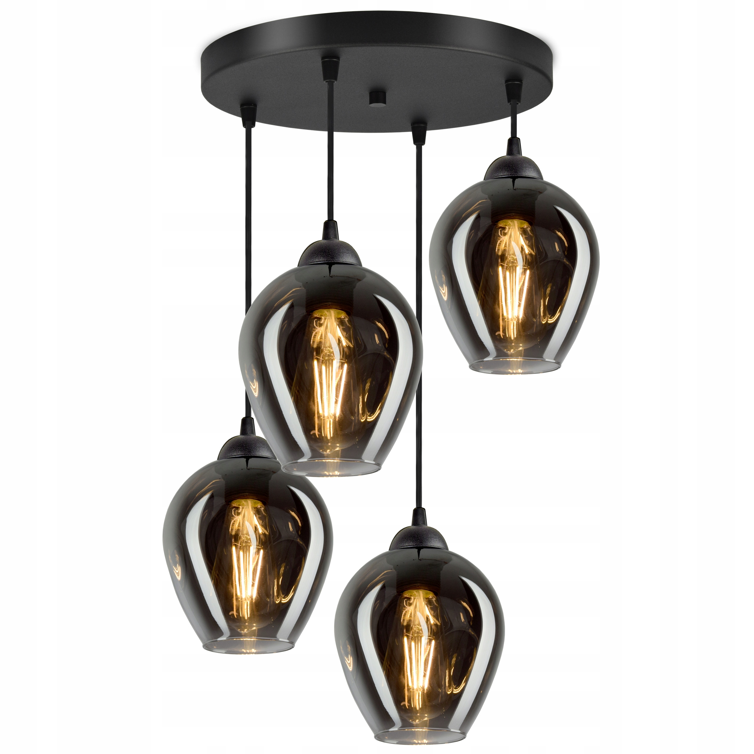 

Lampa Wisząca Żyrandol Plafon 4 Klosze Grafit Led
