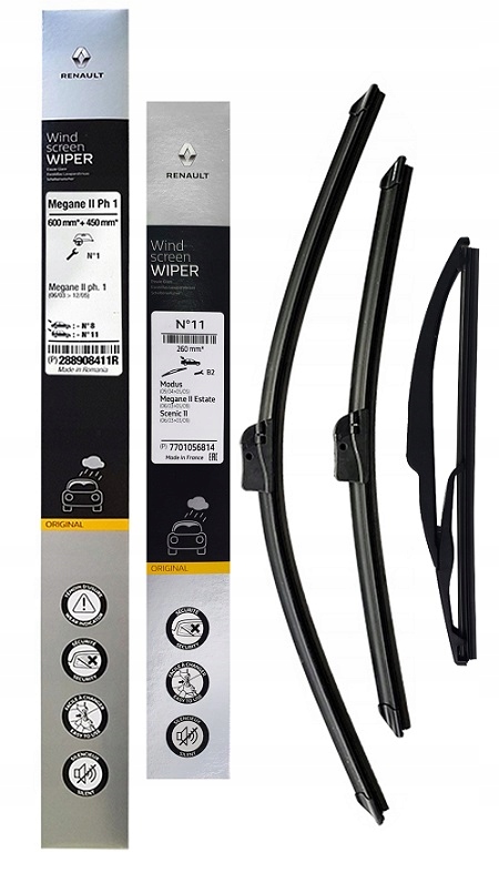 

Renault Megane II 2003- Wycieraczki Przód Tył